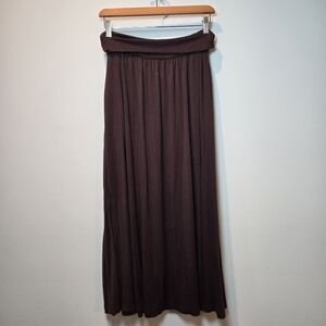 Trendy United Women's Y2k Chocolate Brown Stretchy Maxi Skirt Medium